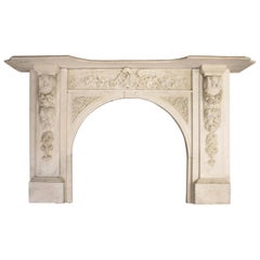 Spectacular Antique Early Victorian Carved Marble Chimneypiece