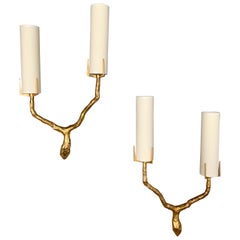 Pair of Bronze Sconces by Maison Arlus, France, 1960s