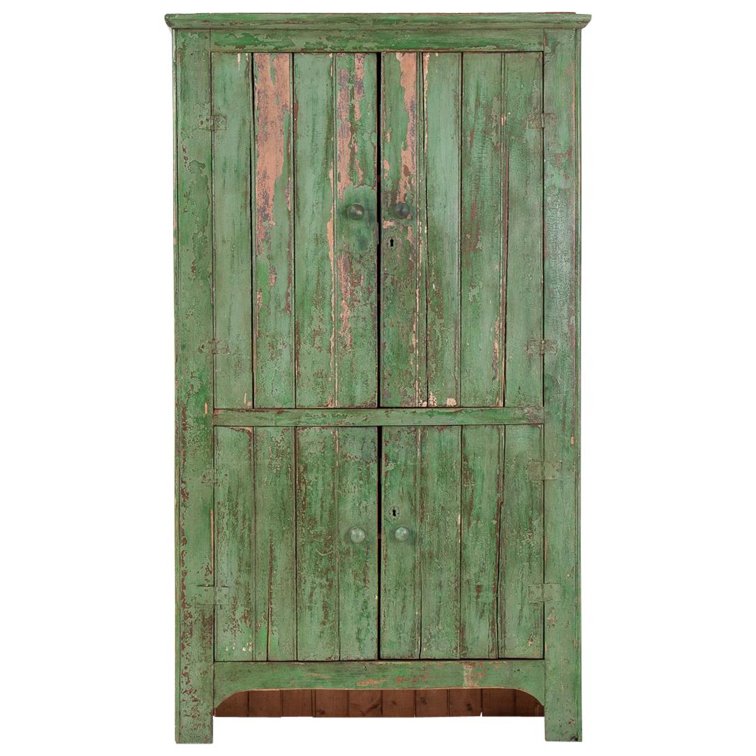 Early 20th Century Pine Painted Green Cupboard