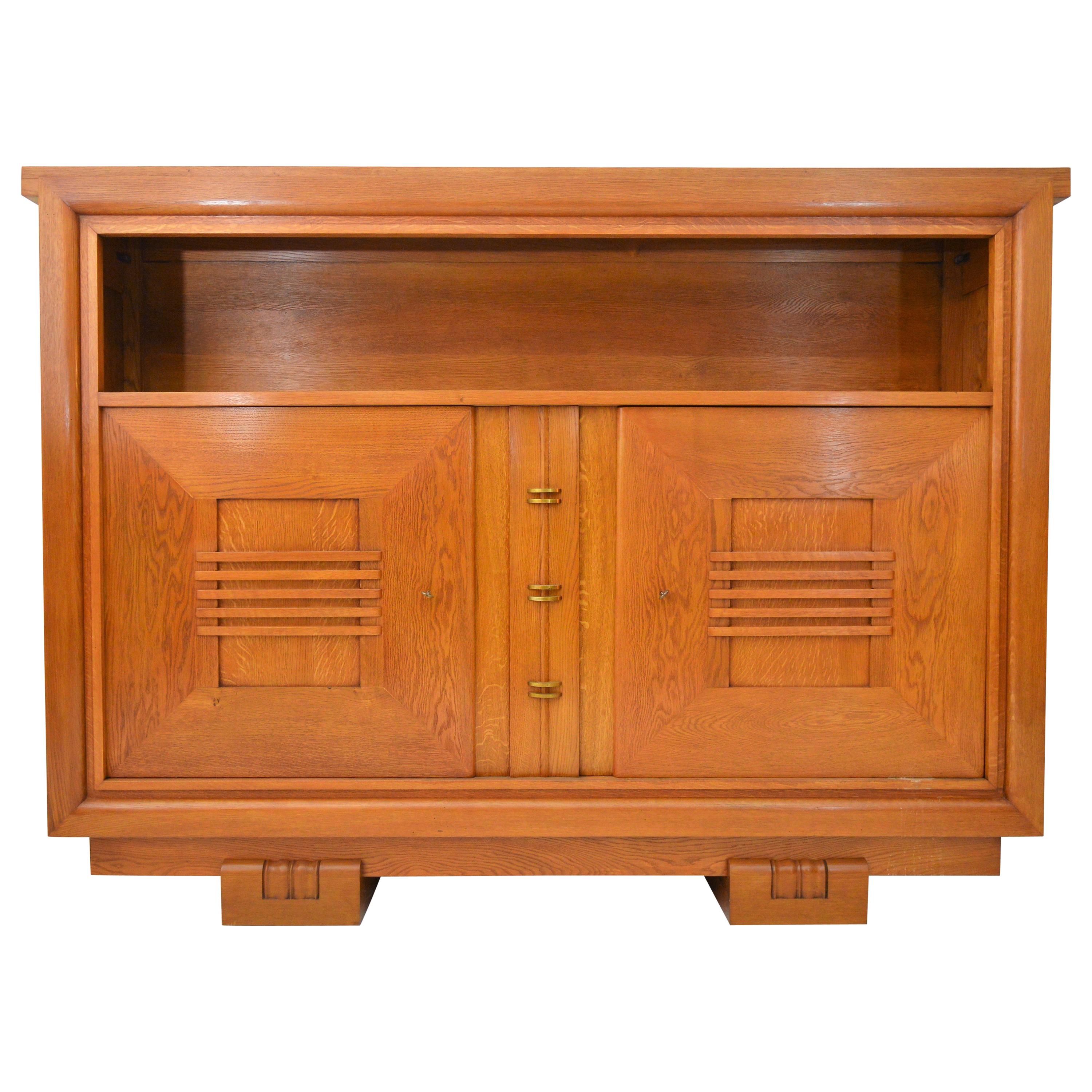 Charles Dudouyt Oak Cabinet, 1940 with Secret Space