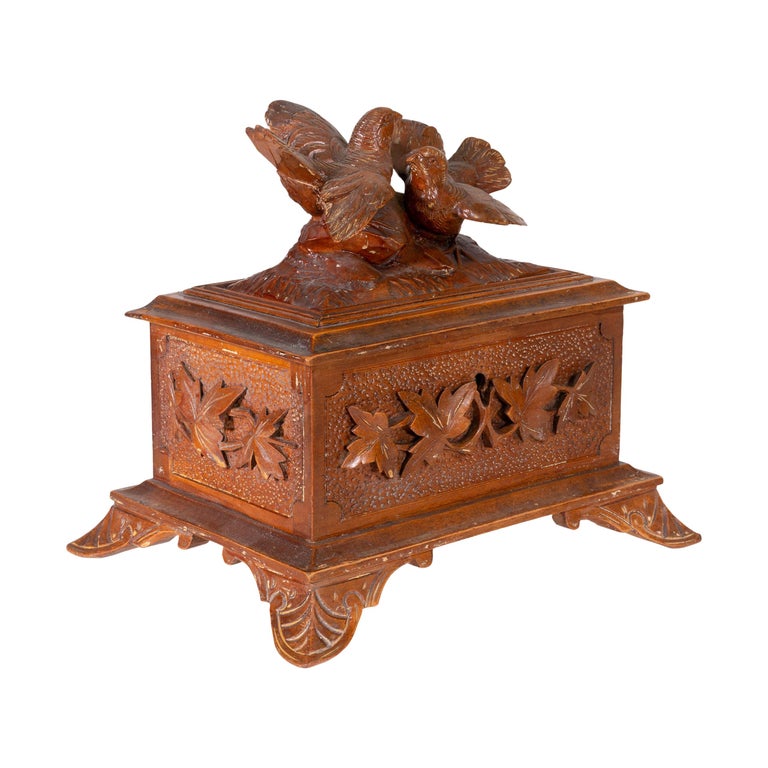 Black Forest Carved Jewelry Box, circa 1900 For Sale