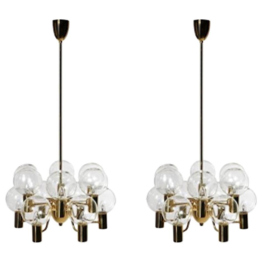 20th Century Pair of Scandinavian Chandeliers by Hans Agne Jakobsson, 1960s For Sale