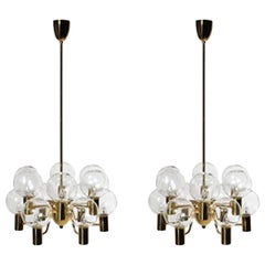 20th Century Pair of Scandinavian Chandeliers by Hans Agne Jakobsson, 1960s