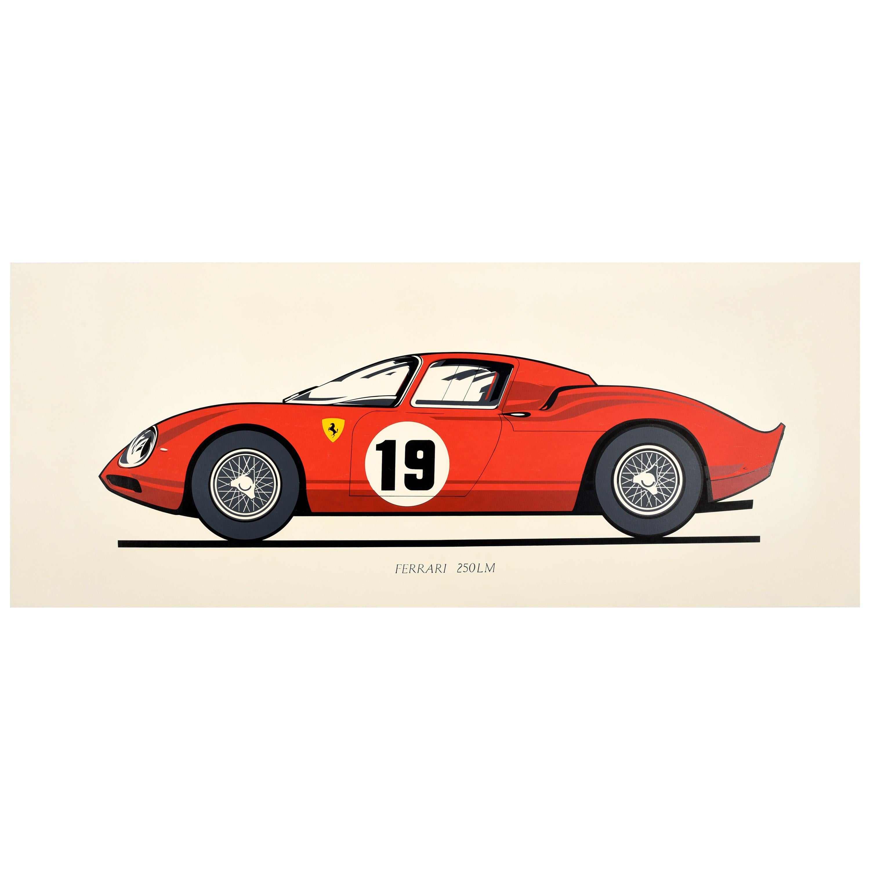 Original Vintage Ferrari 250LM Sports Car Advertising Poster Paris Motor Show