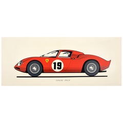 Original Retro Ferrari 250LM Sports Car Advertising Poster Paris Motor Show