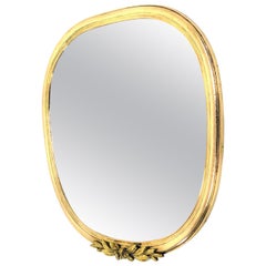 Antique Art Nouveau Brass Framed Mirror, circa 1915