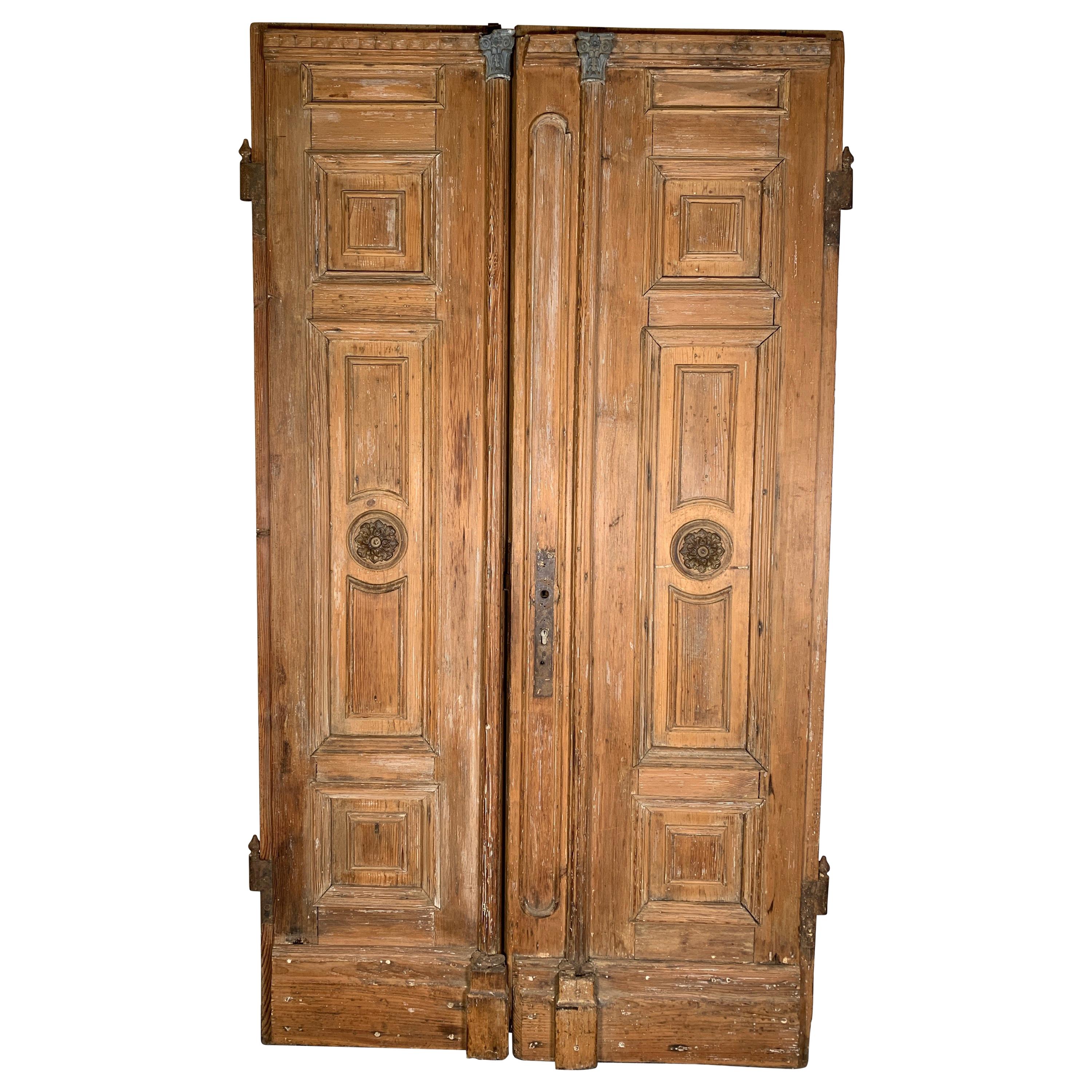 Pair of Antique 19th Century Handmade Pine Doors