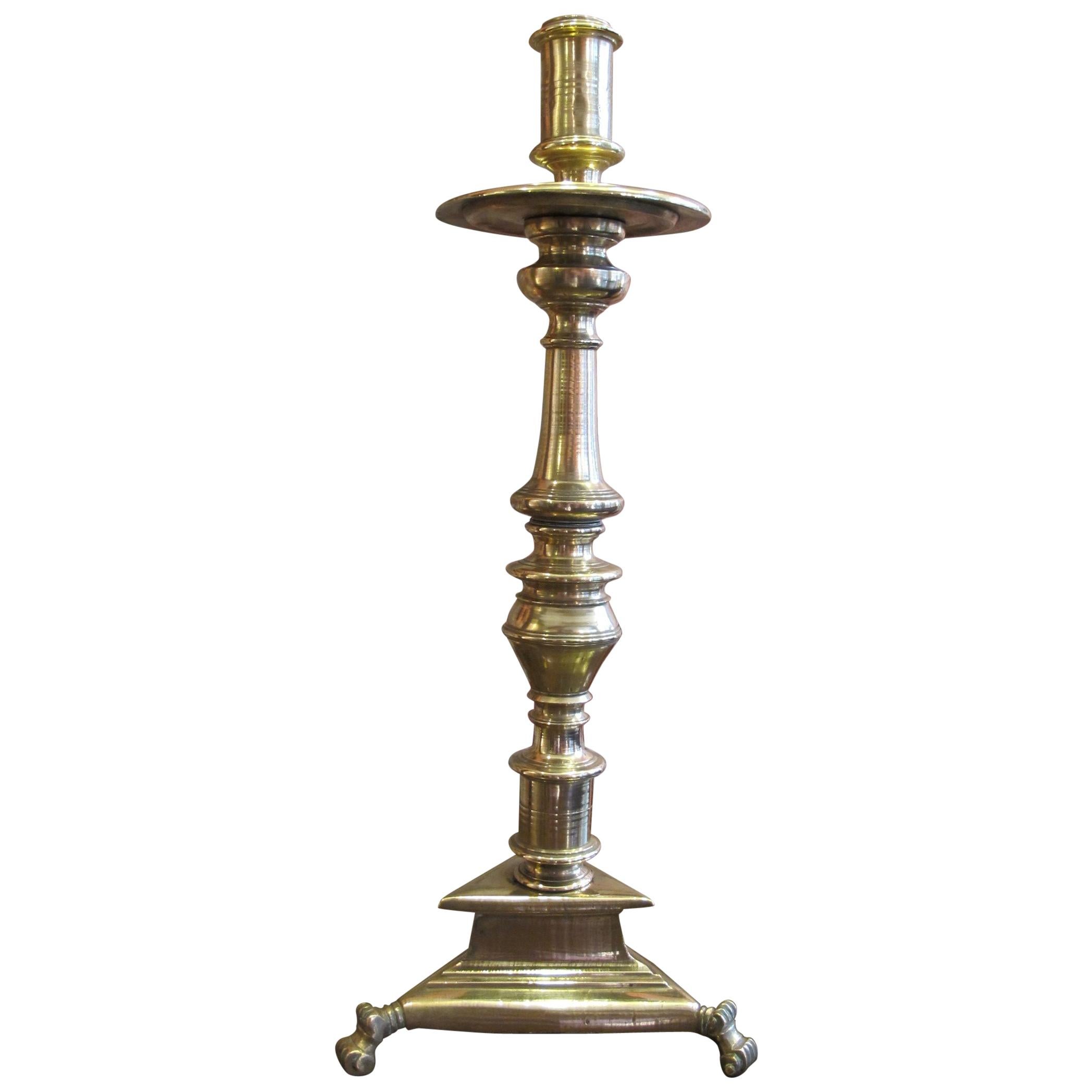 Gilt Bronze Tripod Candlestick For Sale