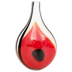 Mid-Century Red, Black and White Murano Glass Vase, Italy