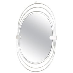 Used Postmodern Smoked Wall Mirror with a Triple Chrome-Plated Metal Frame, Italy