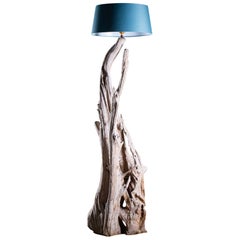 Tall Organic Modern Beach Driftwood Floor Lamp Custom Shade