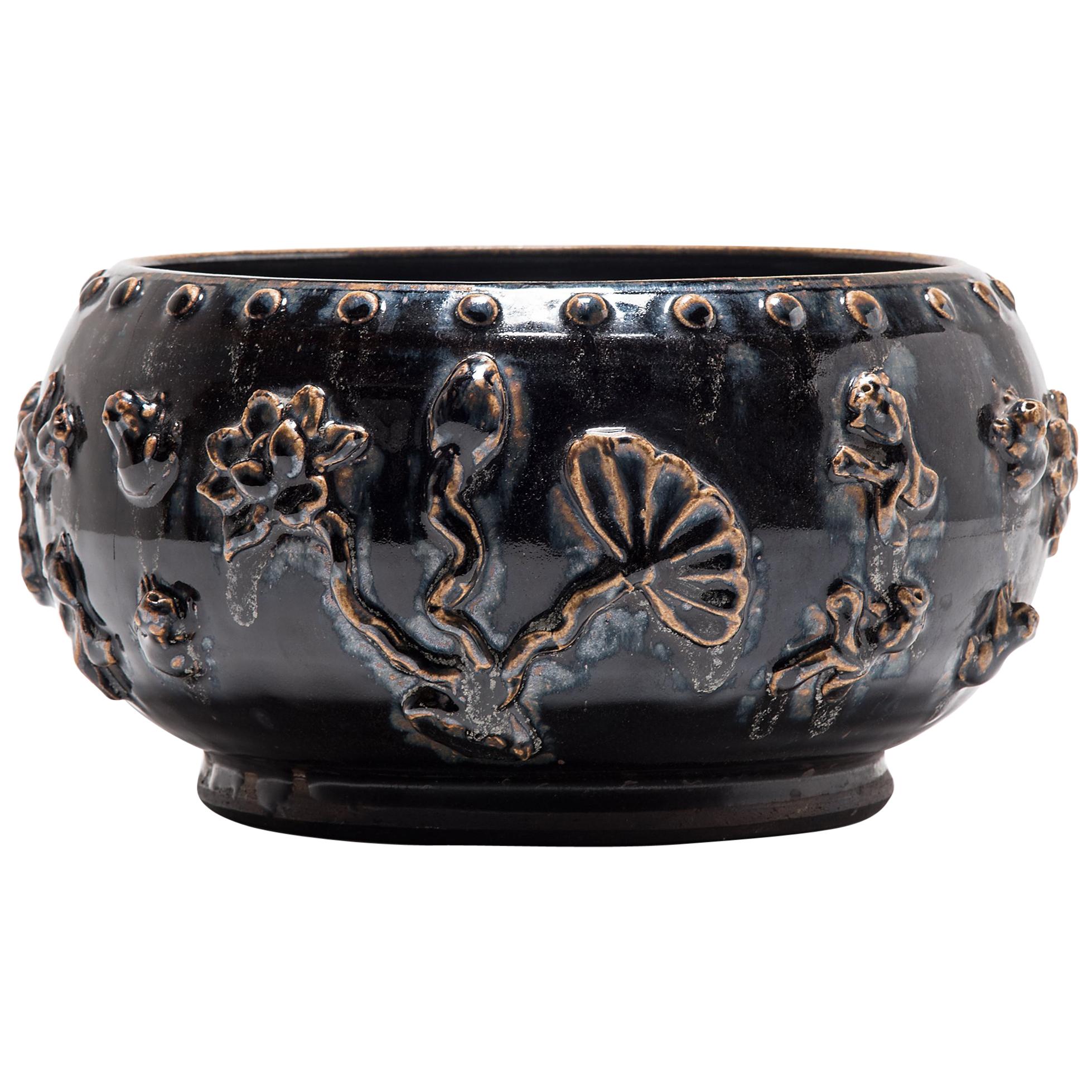 Early 20th Century Chinese Drip Glaze Lotus Bowl