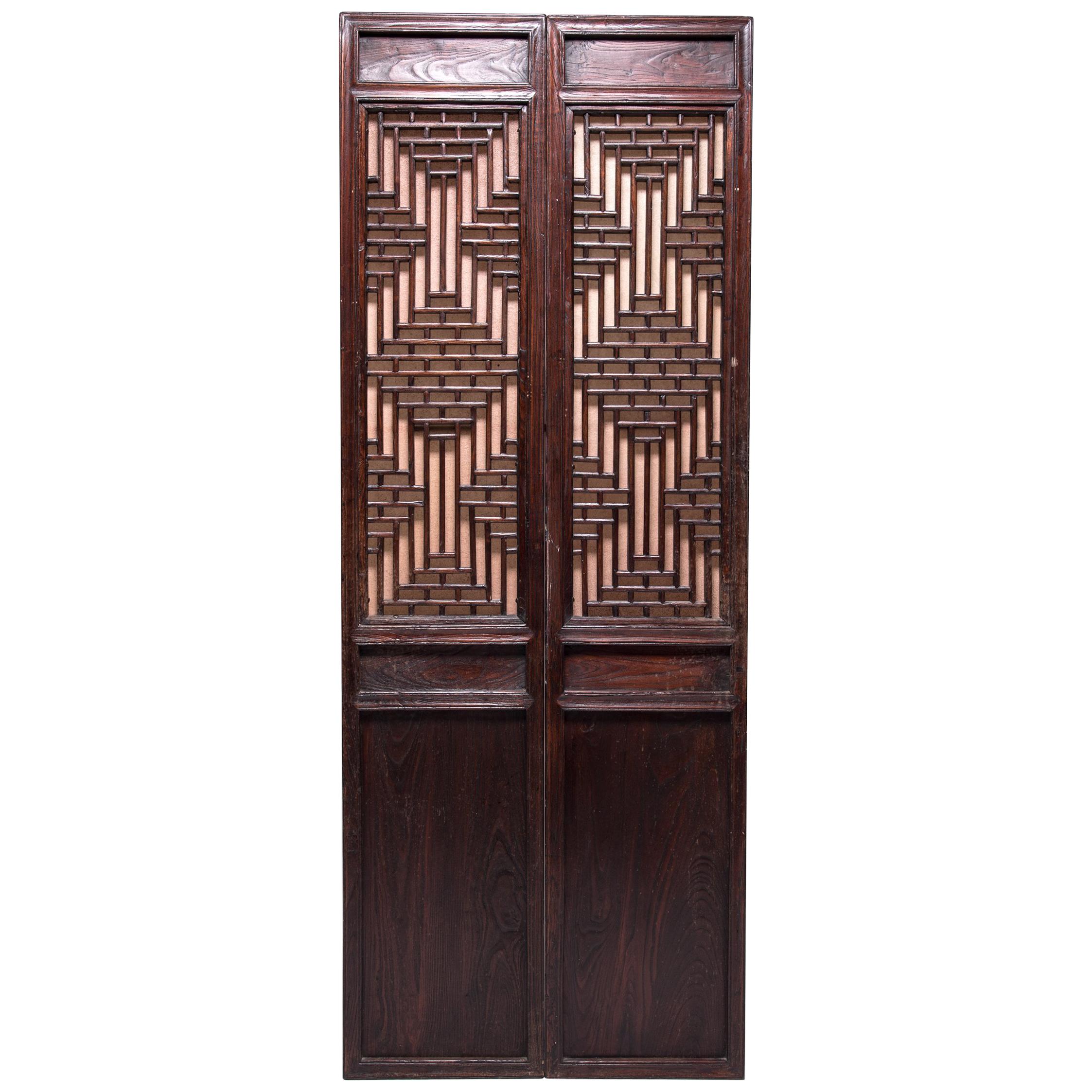 Pair of Chinese Turned Square Courtyard Panels, c. 1850 For Sale