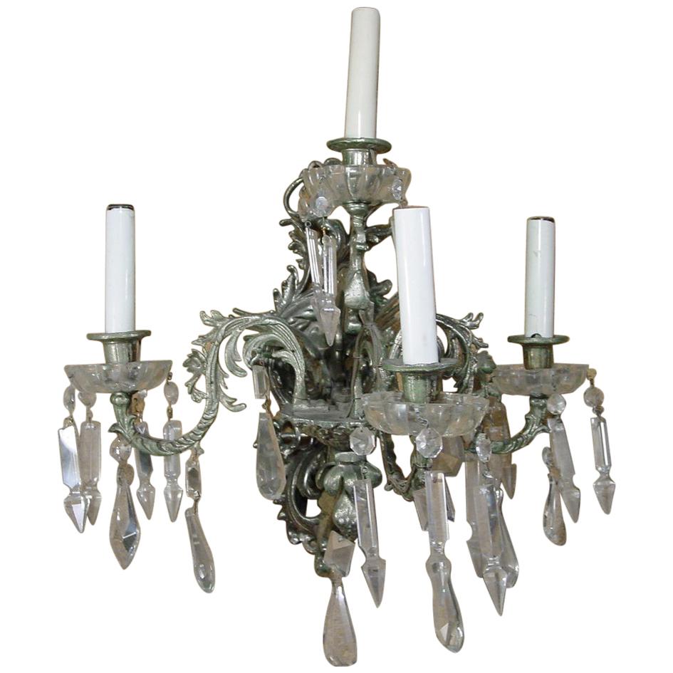 19th Century Nickel-Plated Bronze Rococo Dragon Wall Sconce Set of Four