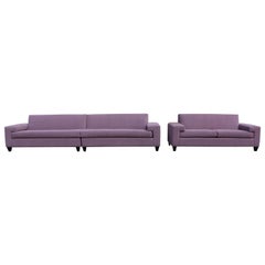 Contemporary Modern Erwin Lambeth Carter Sectional Sofa and Love Seat Set Purple