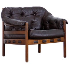 Midcentury Teak and Leather Lounge Chair by Arne Norell for Coja