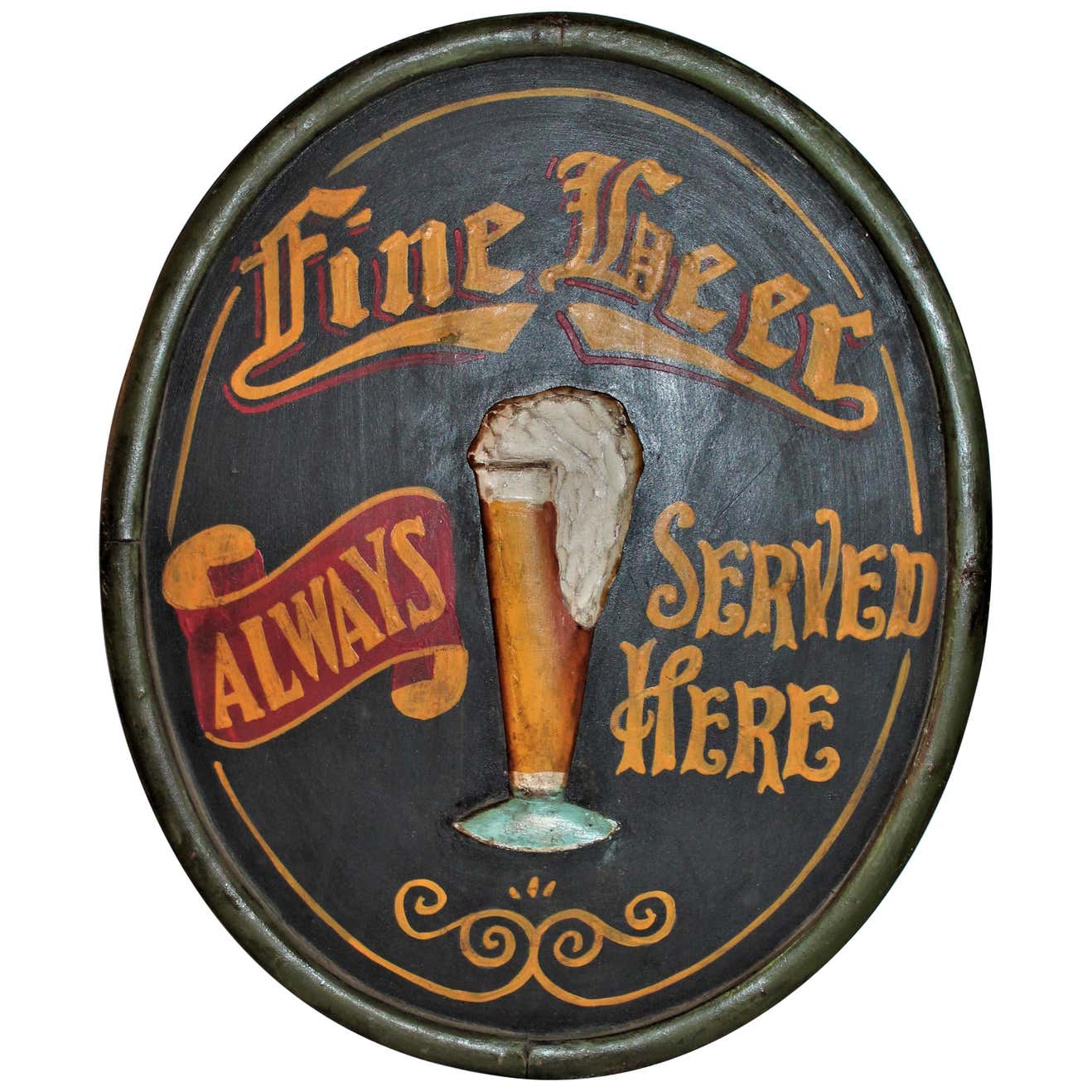 20th Century Original Hand Painted Beer Sign at 1stDibs