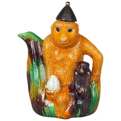 Chinese Qing Porcelain Monkey Teapot