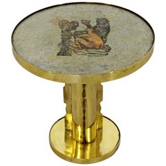 Mid-Century Modern Philip Kelvin Laverne Brass Signed Occasional End Table 1960s