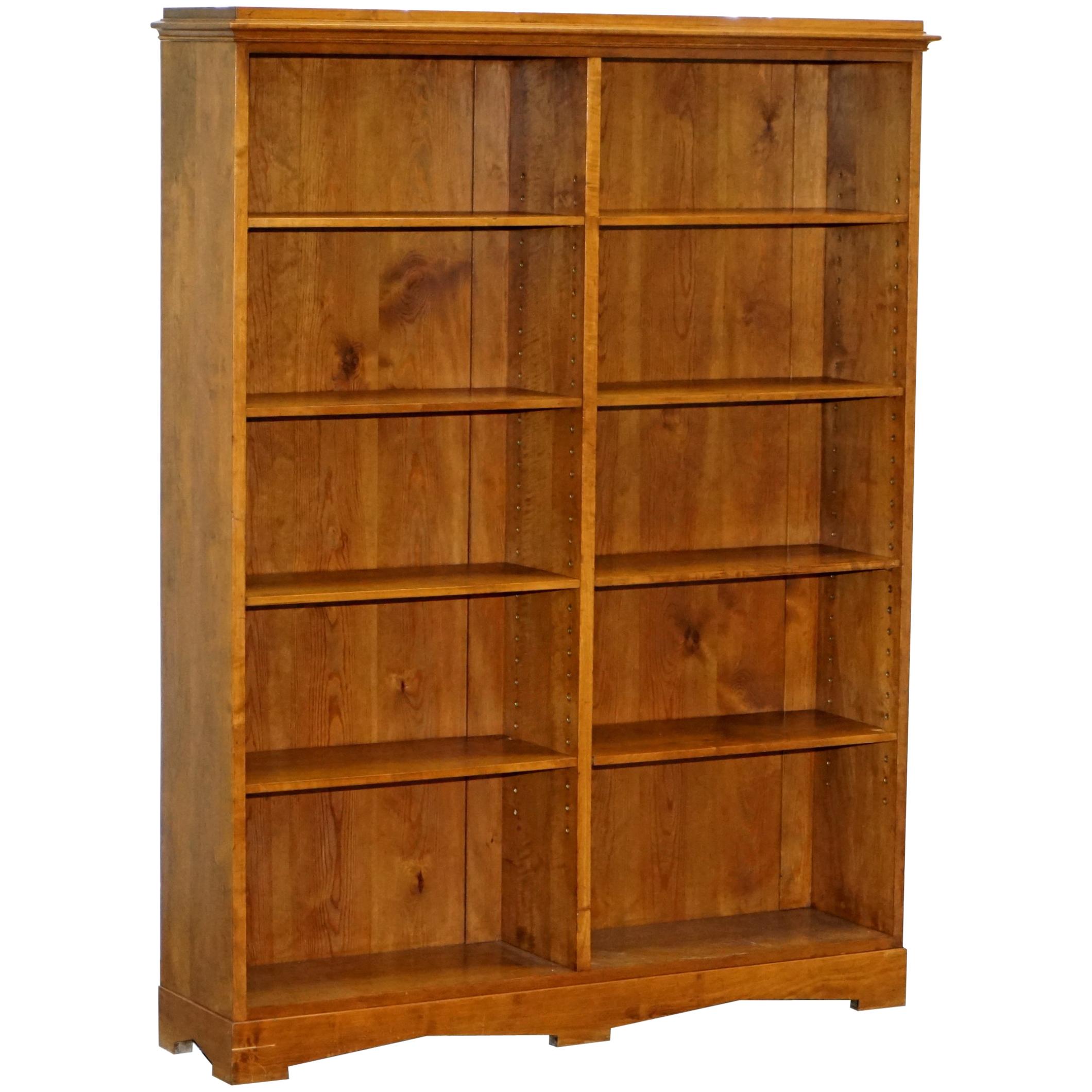 Lovely circa 1900 Edwardian Walnut & Oak Double Bank Library Bookcase 160cm Tall