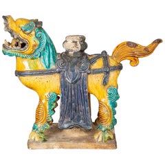 Antique Chinese Sancai Glazed Ceramic Guardian Lion