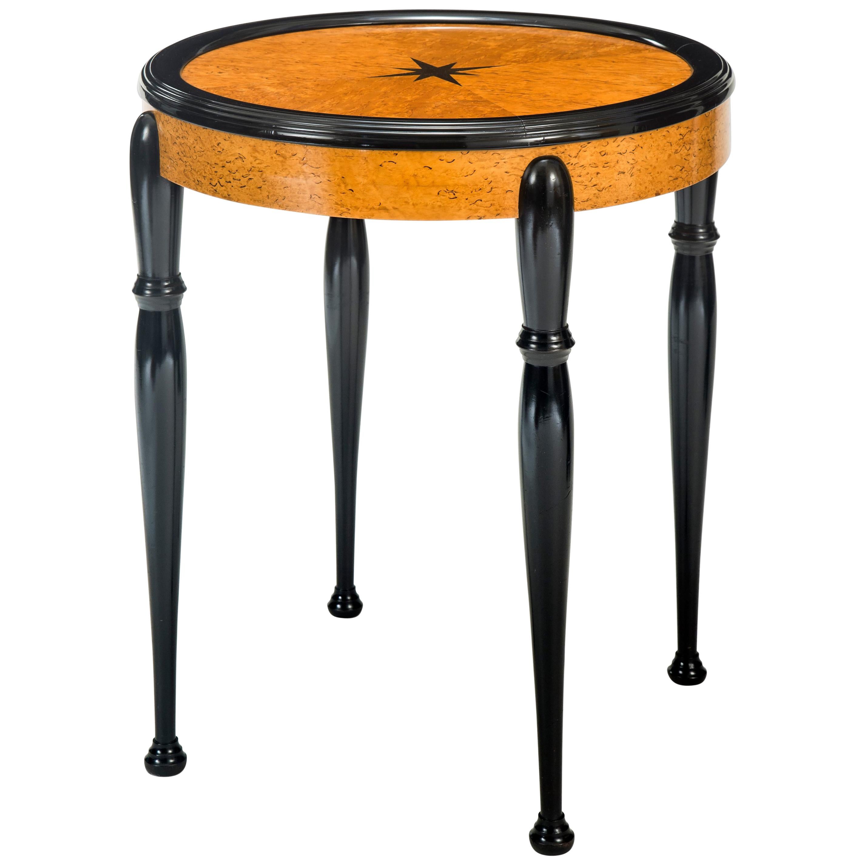 Swedish Grace Period Ebonized and Karelian Birch Round Table