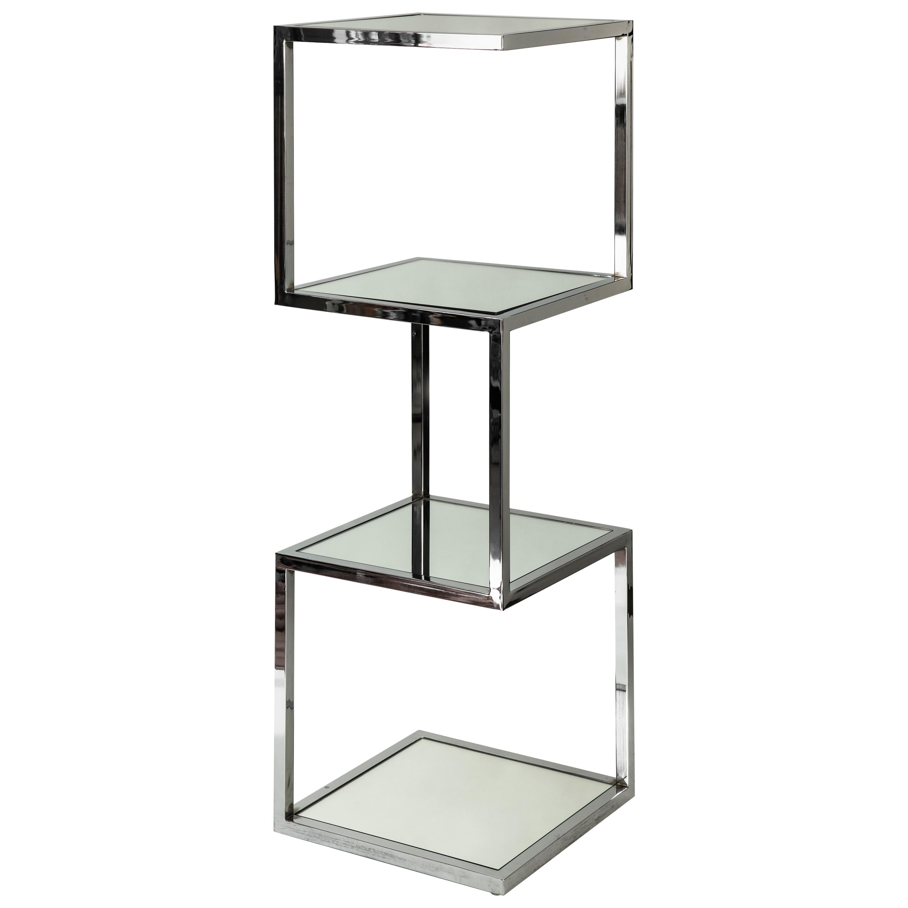 Mid-Century Modern Chrome and Mirror Glass 4 Shelf Etagere For Sale