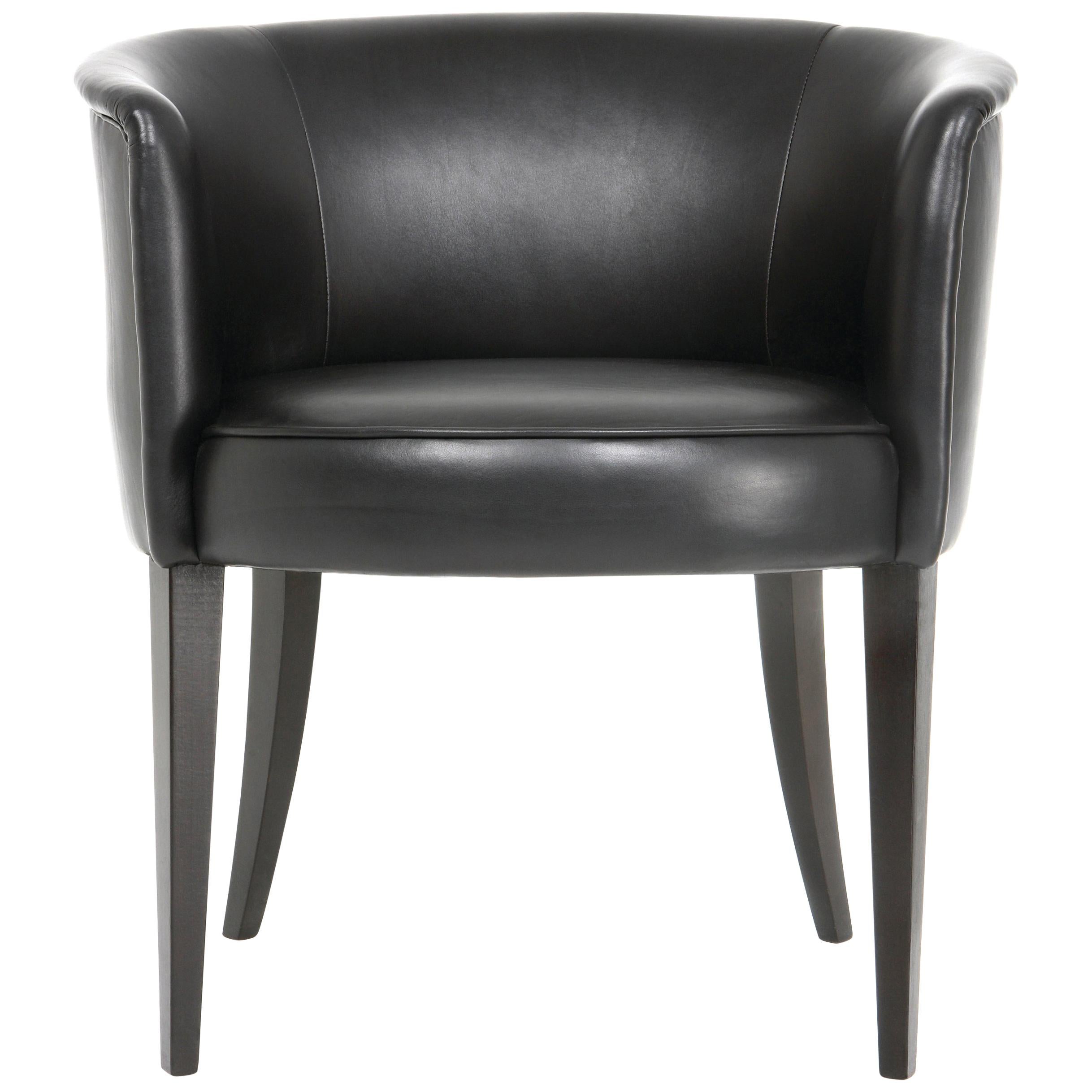 Round Upholstered Chair in Leather, Vica designed by Annabelle Selldorf