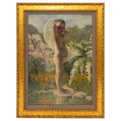 Antique Oil on Canvas Painting of a Child