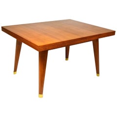 Expanding Dining Table in Fruitwood with Brass Sabôts, France, circa 1950