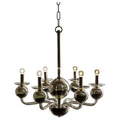 Six-Arm Silvered Glass Chandelier