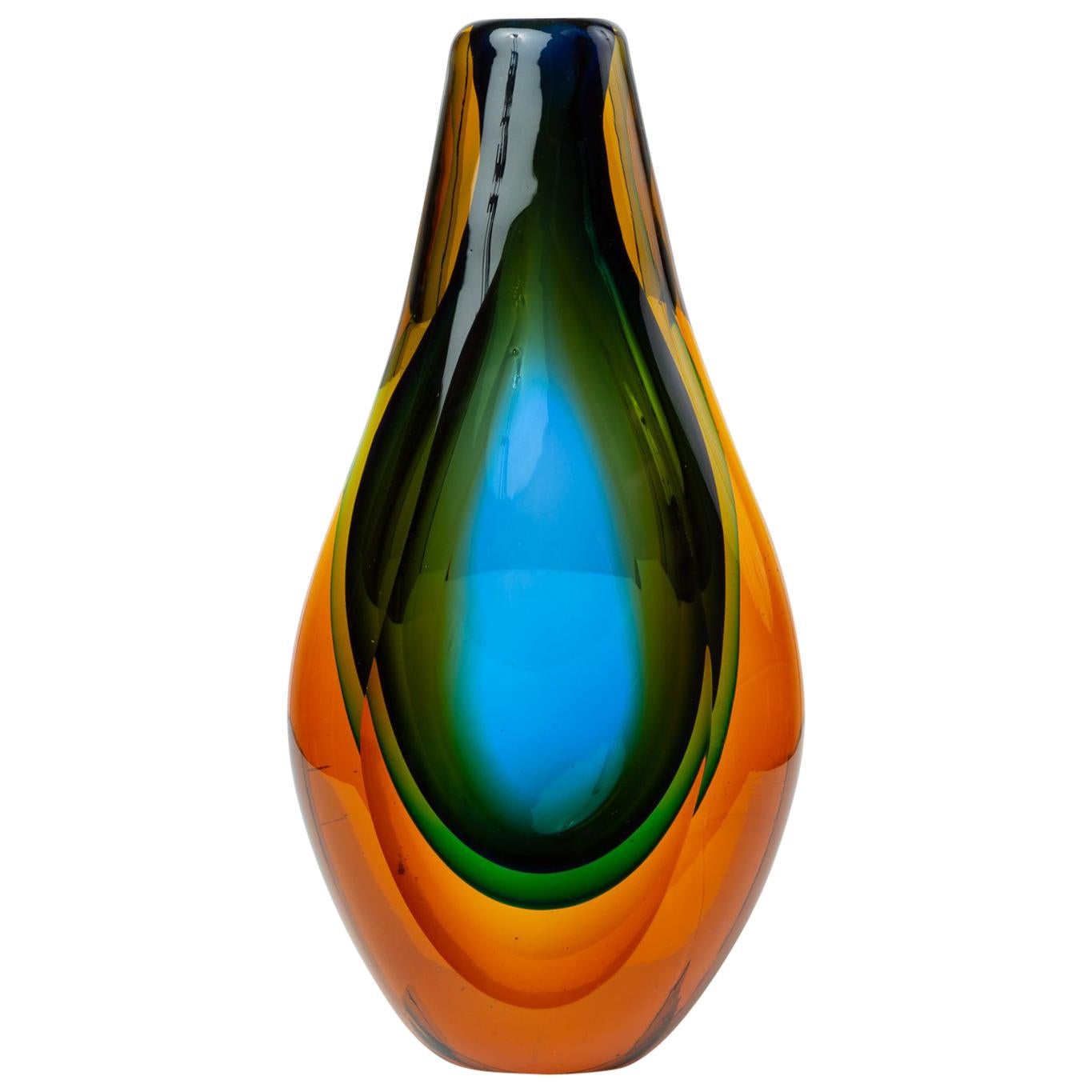 Murano Triple Sommerso Glass Vase