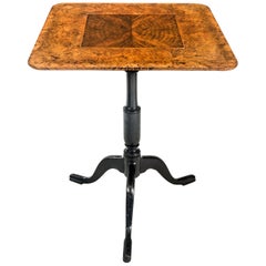 Antique A Swedish Burlwood and Walnut Tilt-Top Table
