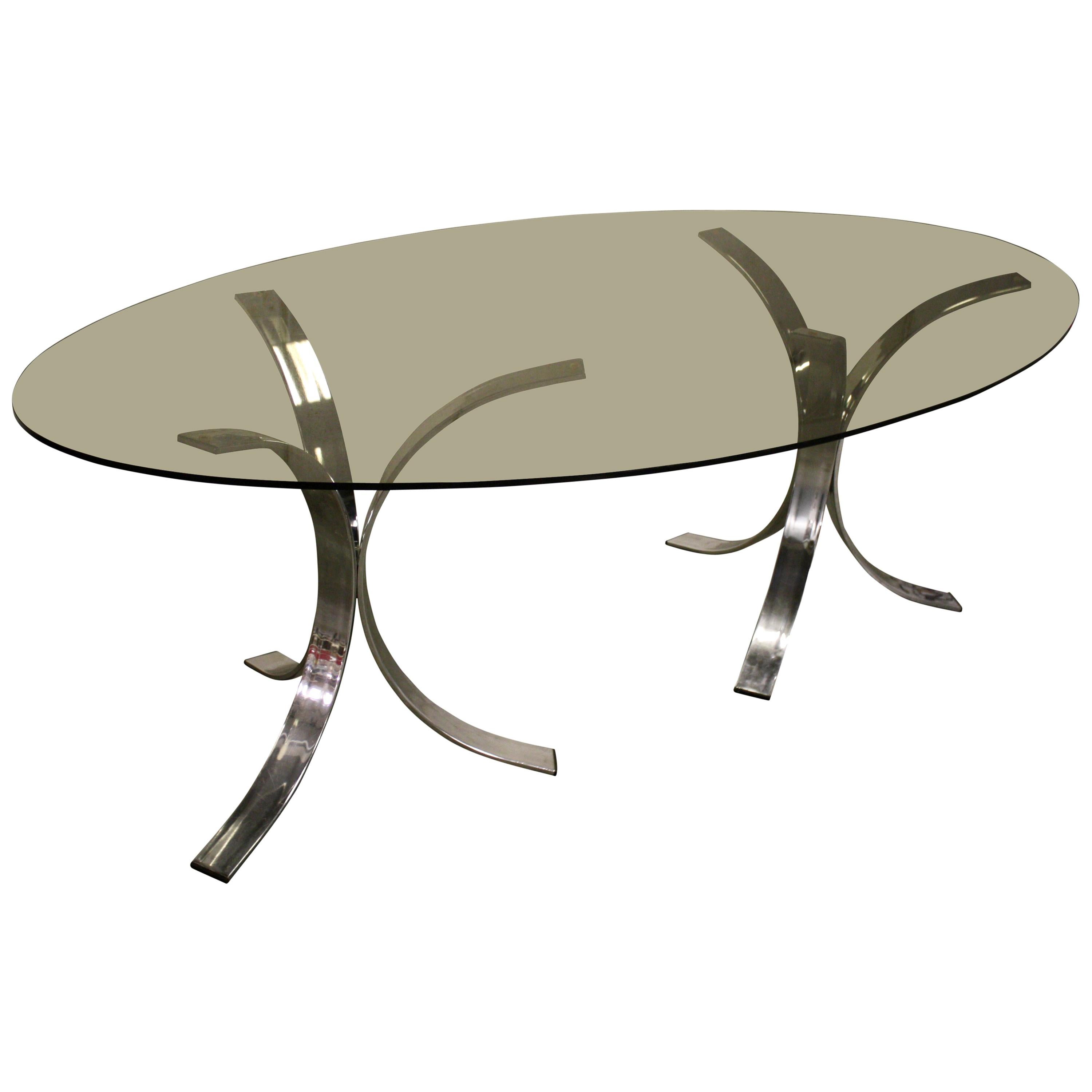 Chrome and Glass Dining Table, 1970s For Sale at 1stDibs