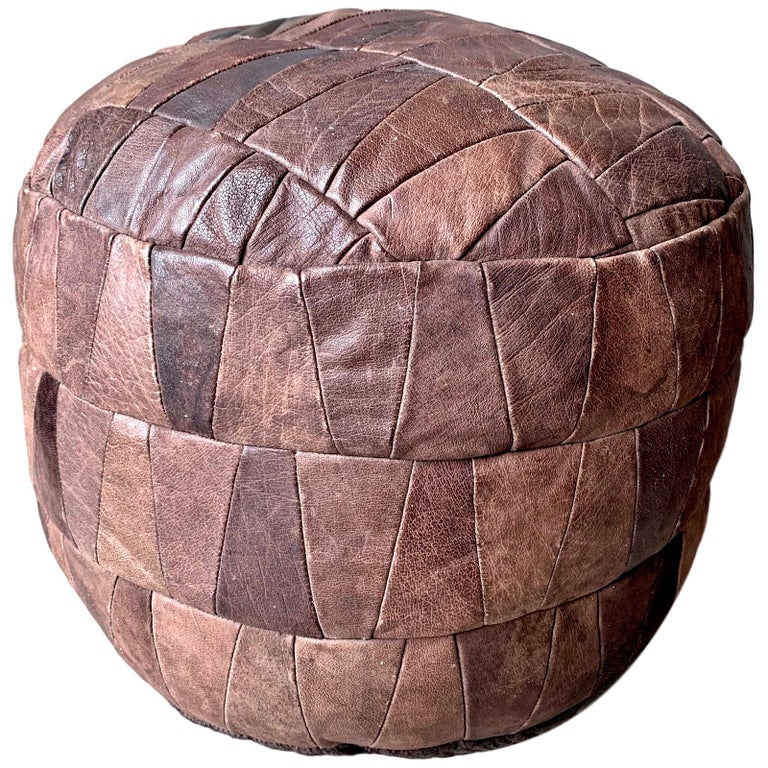 De Sede Brown Leather Patchwork Ottoman at 1stDibs