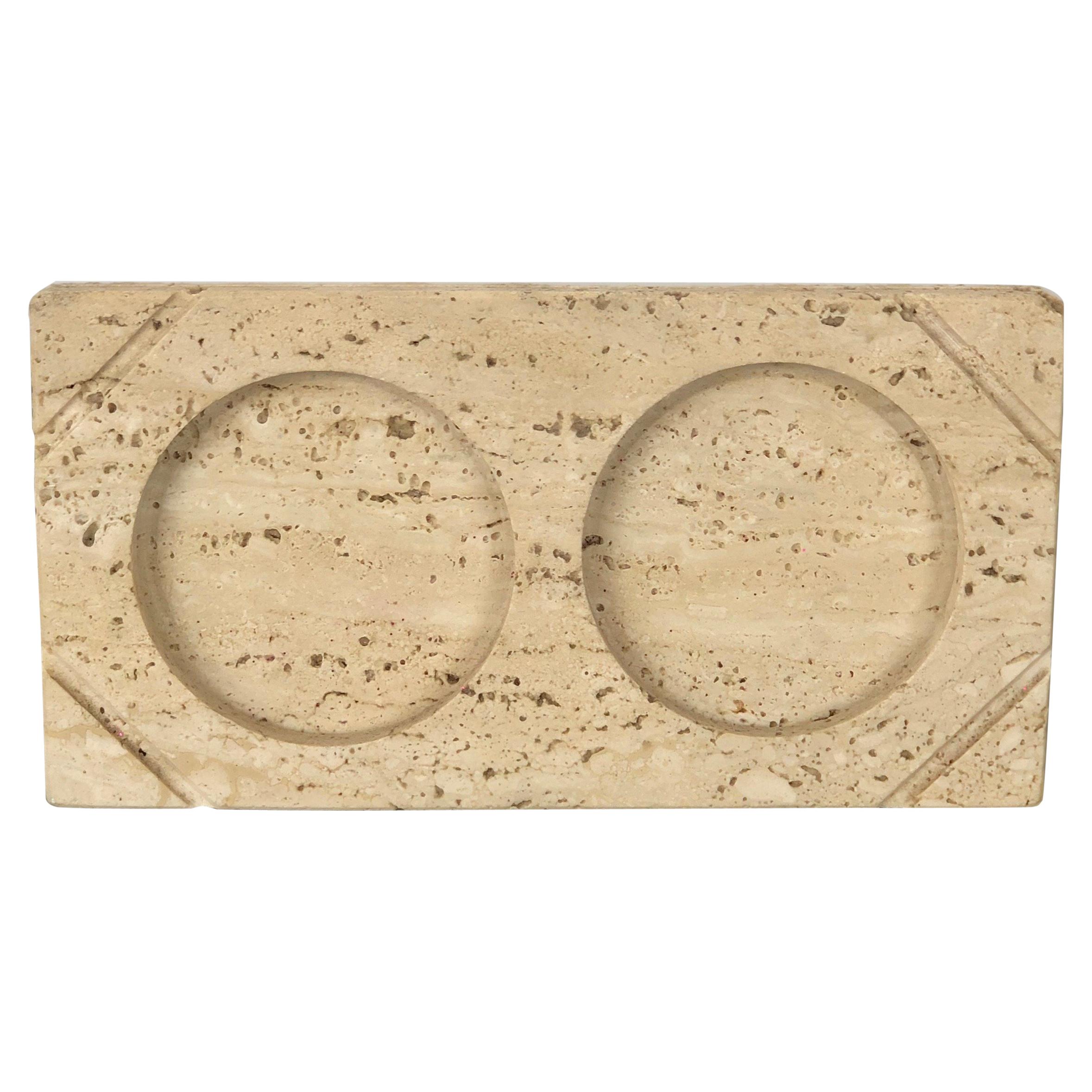 Travertine Double Picture Frame, Italy, Mid-Century Modern