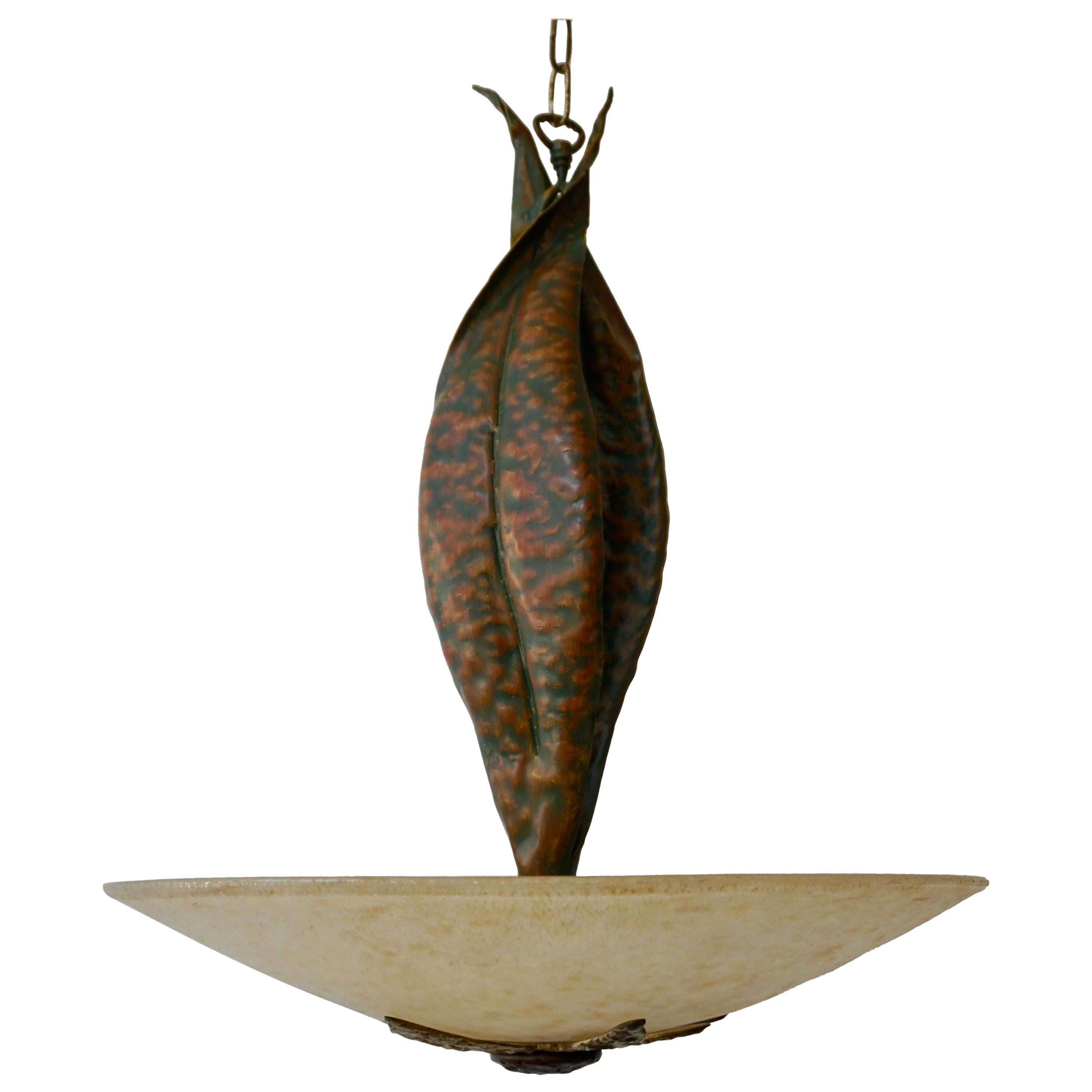 Murano Glass and Bronze Pendant Light