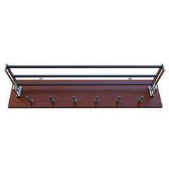 Stylish and Practical Mid-Century Modern Wood, Aluminum and Steel Wall Coat Rack