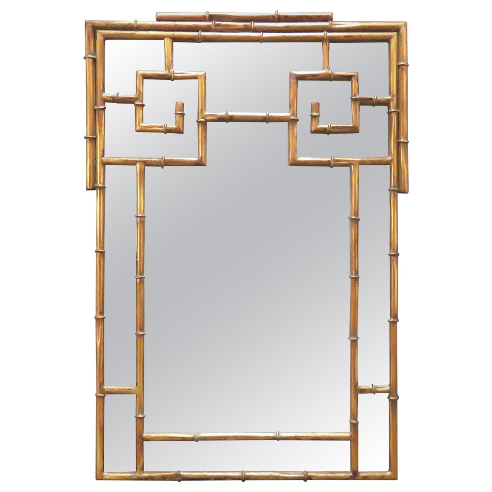 Hollywood Regency Style Gilded Faux Bamboo Mirror, circa 1950s