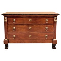 Louis Philippe Empire Style Stone Top Three-Drawer Commode, France, circa 1840