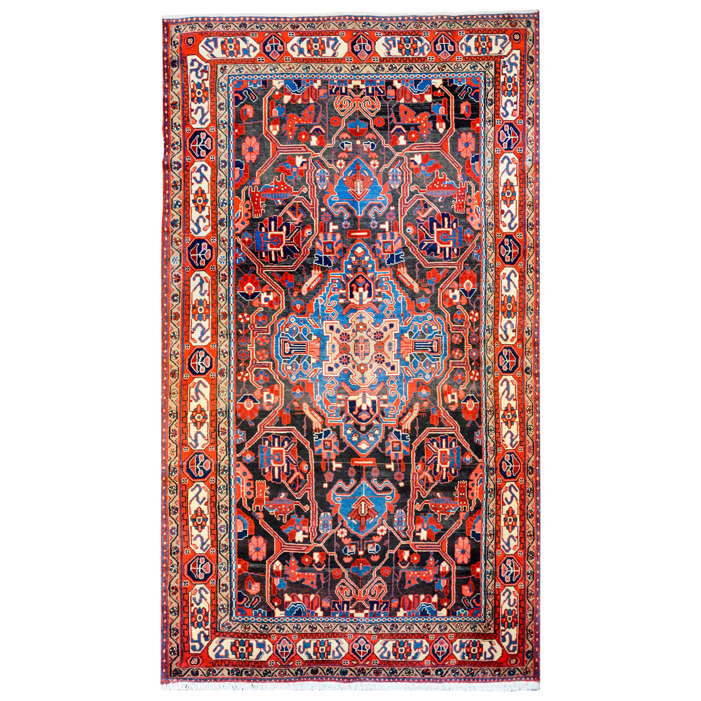 Fanstastic Vintage Persian Mezlaghan Rug For Sale