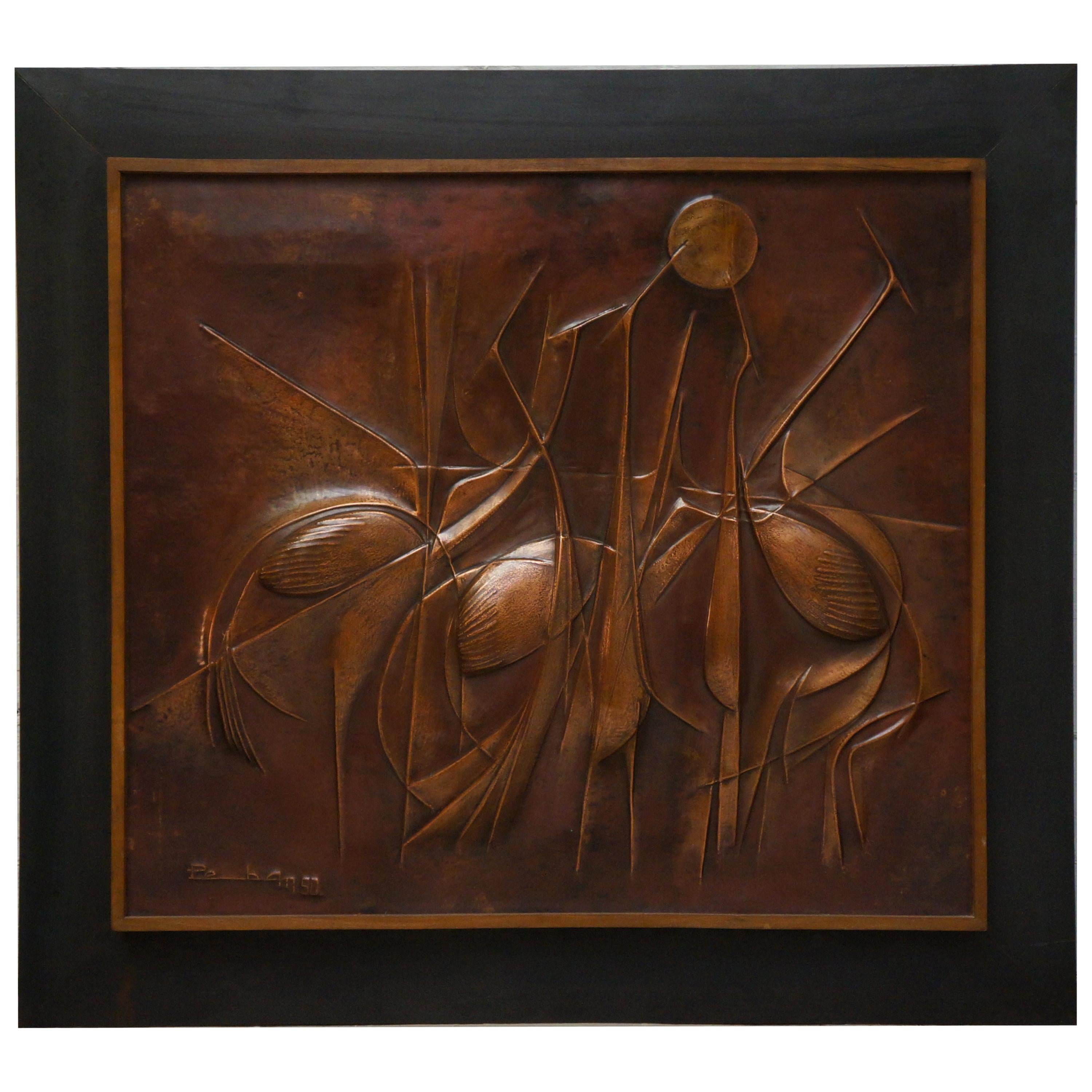 Œuvre d'art panneau de cuivre de Pemba en vente