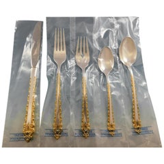 Golden La Strada by International Sterling Silver Flatware Set Service 65pc New