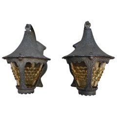 Charming Pair of 1940s Outdoor Sconces
