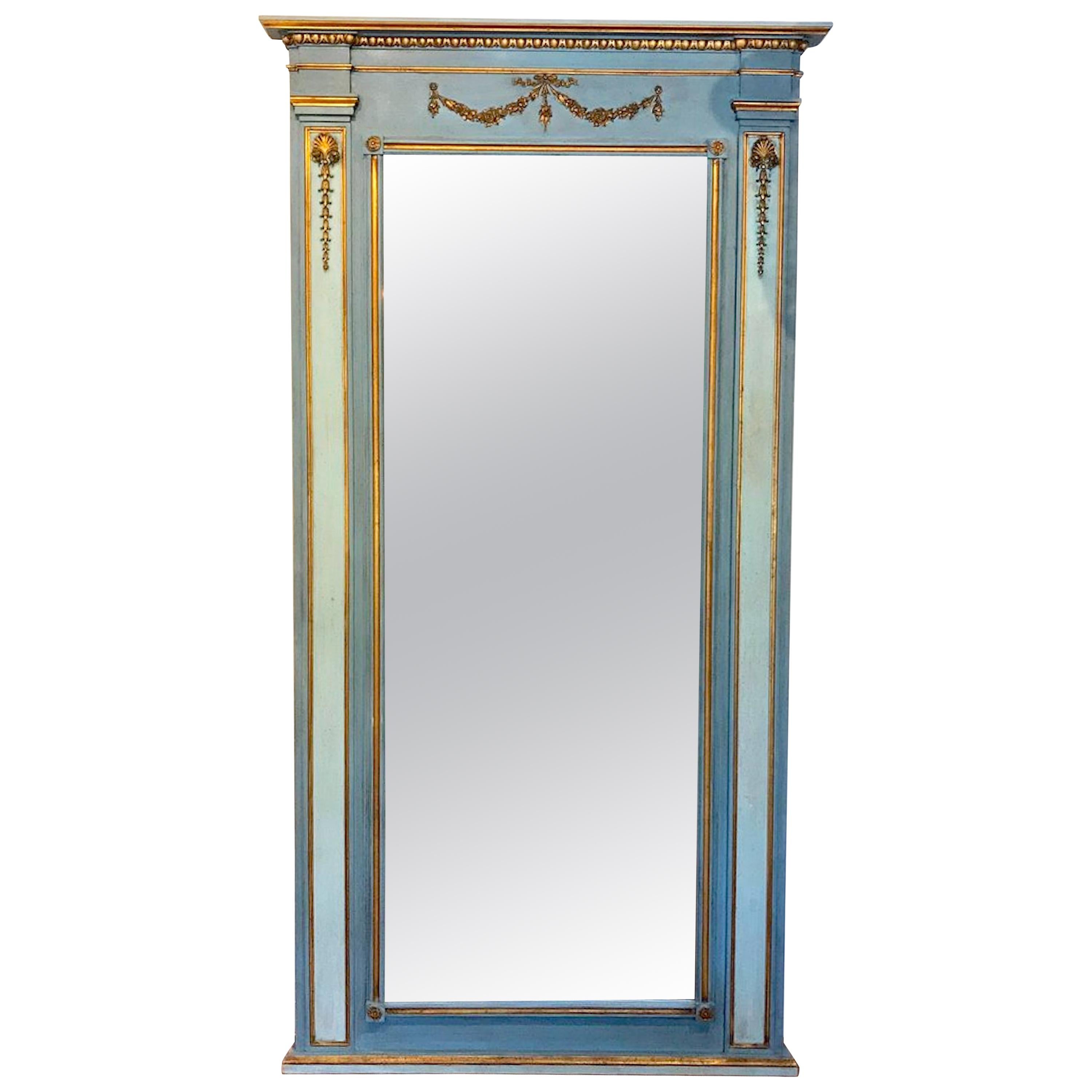 Palatial Neoclassical Mirror, in Swedish Blue For Sale