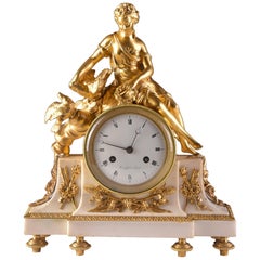 French 18th Century Gilt Bronze and Marble Mantel Clock of Psyche