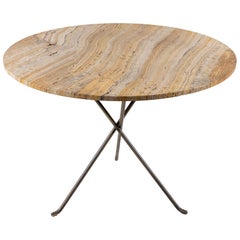 Round Stone Topped Table with Metal Base