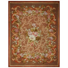 19th Century - French Restoration Period - Handwoven Antique Aubusson Rug
