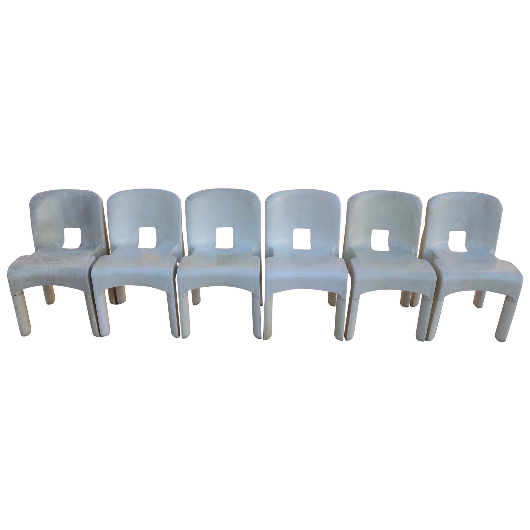 Set of Six Universale Stacking Dining Chairs by Joe Colombo for Kartell