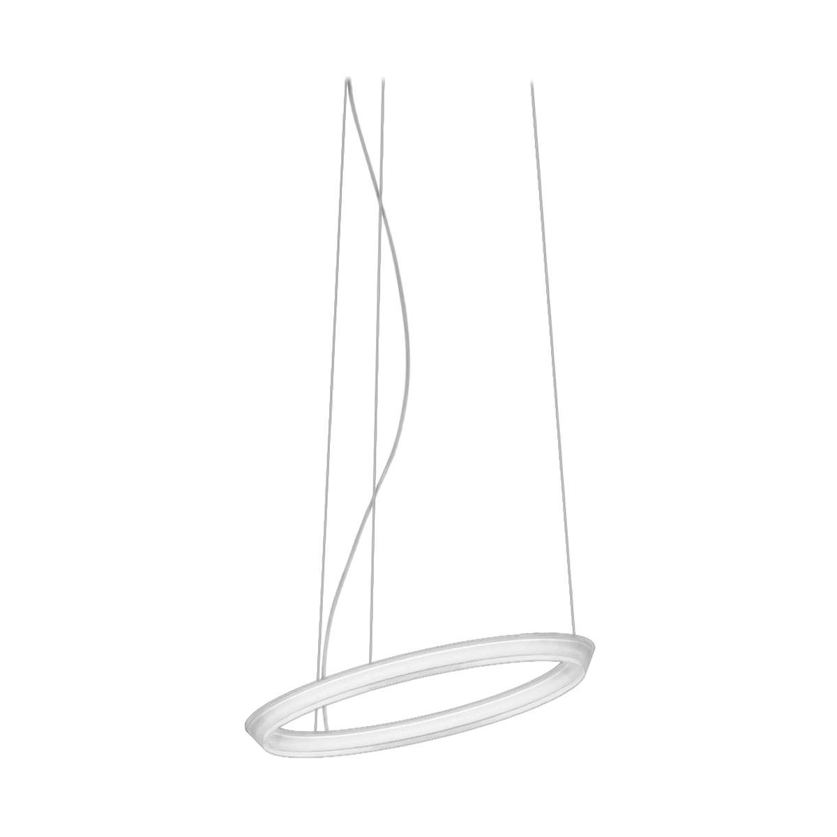 Halo Single Round LED Pendant Light in Matte White by Martin Azua For Sale